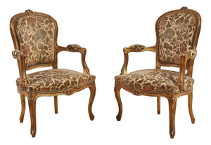 Armchairs in Gilded Wood, Set of 2