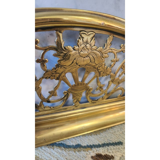 Late 19th Century Late Victorian Brass Fireplace Fender With Pierced Dragon & Foliage Fretwork For Sale - Image 14 of 14
