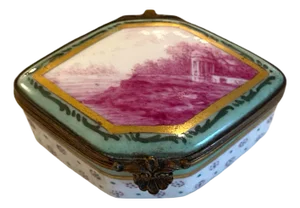 French Sevres Porcelain Hand Painted Trinket Box Early 19th Century