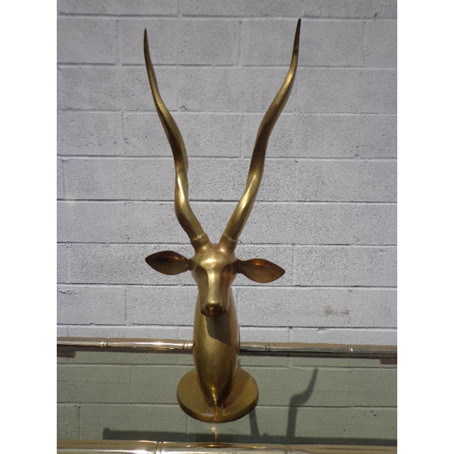 Mid-Century Modern Mid 20th Century Brass Antelope Gazelle Statue For Sale - Image 3 of 10