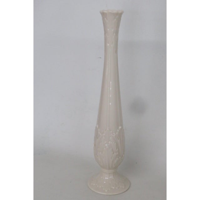 Ceramic Lenox Woodland Porcelain Bud Vase Ivory With Embossed Acanthus Leaf Design 4885b For Sale - Image 7 of 11