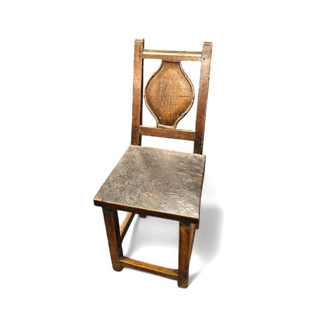 Brown Antique Farmhouse Chair, 1700s For Sale - Image 8 of 9