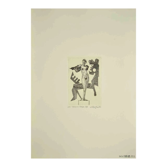 Leo Guida, Elisa and the Dragon, Original Etching, 1989 For Sale