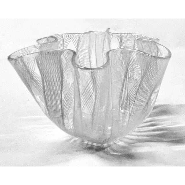 Vintage Venini White and Clear Murano Glass Vase For Sale In Atlanta - Image 6 of 6
