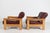 Brutalist Lounge Chairs in Oak and Reddish Brown Leather, 1970s, Set of 2 For Sale - Image 9 of 17