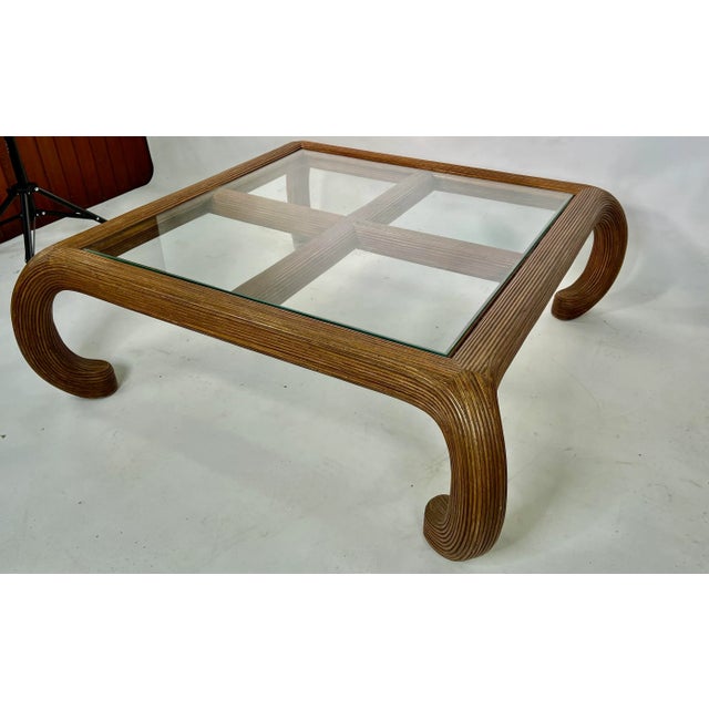 Vintage Split Reed Rattan Chow Leg Coffee Table For Sale - Image 12 of 12