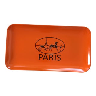 French Equestrian Orange and Brown Hermès Inspired Change Tray For Sale