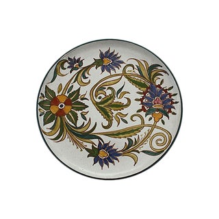 Late 20th Century Hand-Painted Moroccan Ceramic Plate For Sale