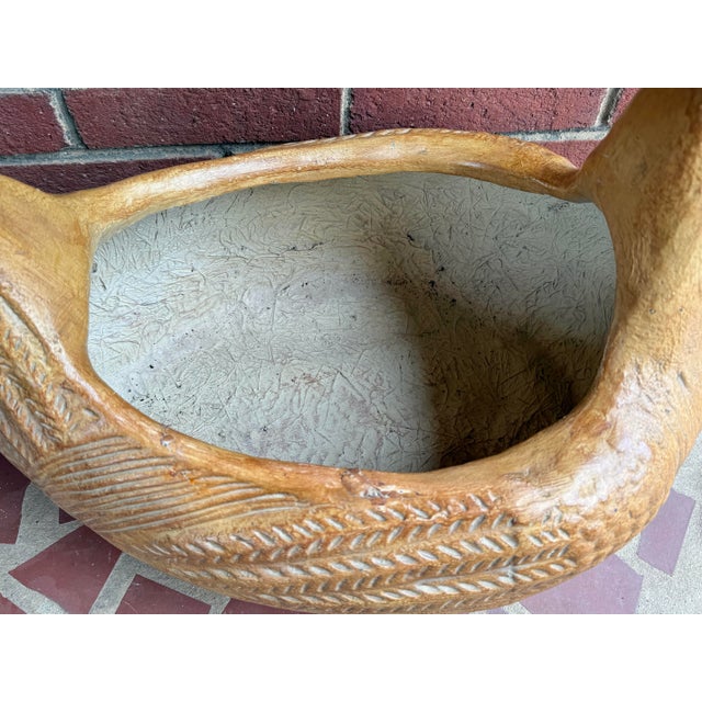 Midcentury Folk Art Terracotta Fiberglass Chicken Hen Planter Pot For Sale - Image 9 of 12