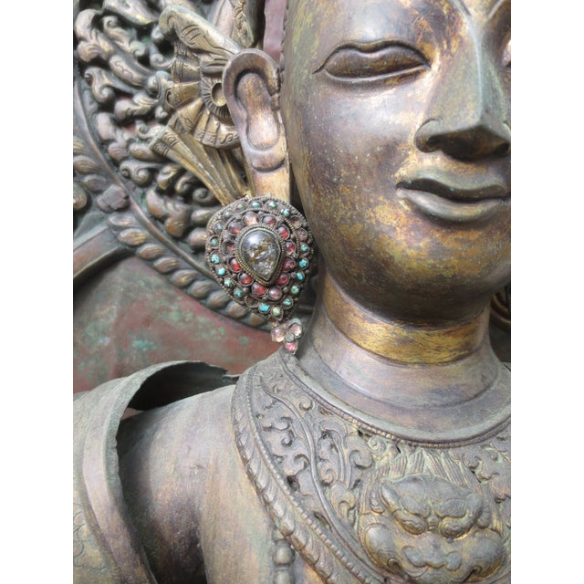 Copper Repousse Manjusri Late 19th Nepal For Sale - Image 13 of 16