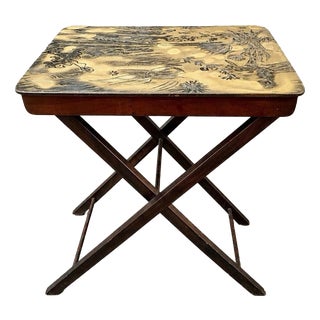 Antique Japanese Chinoiserie Folding Occasional Side Table For Sale