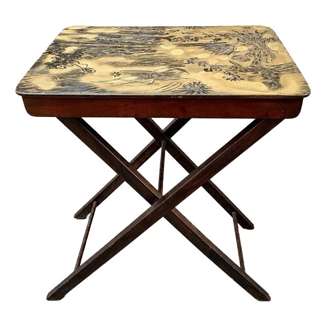 Antique Japanese Chinoiserie Folding Occasional Side Table For Sale
