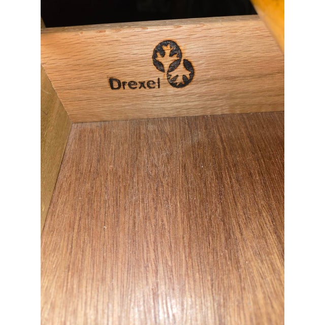 Traditional Drexel Vintage Solid Oak Demilune Executive Desk - Circa Mid to Late 20th Century For Sale - Image 3 of 5