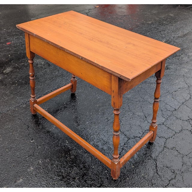 Brown Vintage 1960s American Colonial Solid Cherry Wood Writing Desk For Sale - Image 8 of 11