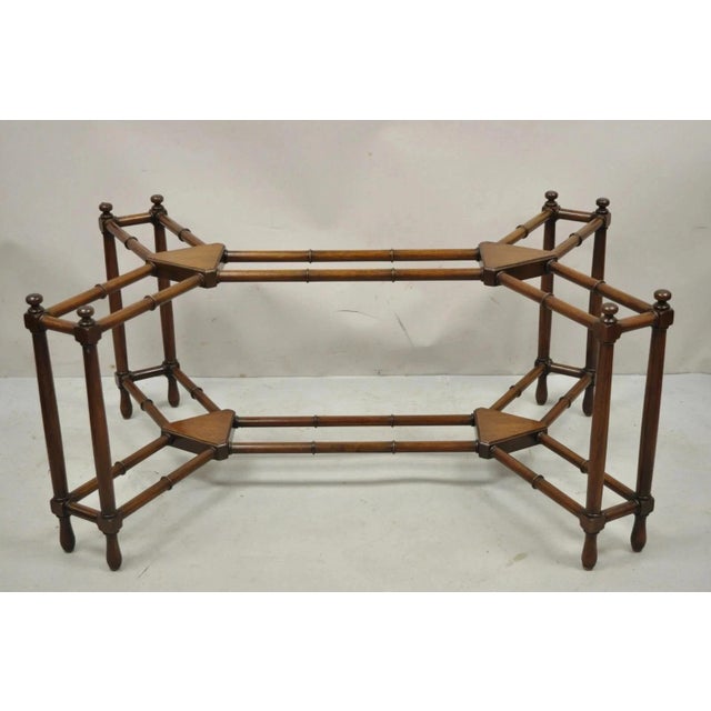 Chippendale Vintage Kittinger Chinese Chippendale Faux Bamboo Mahogany Coffee Table Base For Sale - Image 3 of 11