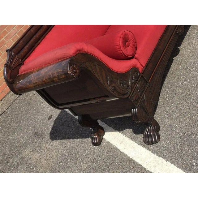 Antique Mahogany 3-Seater Sofa with Curved Ends and Lions Paw Feet For Sale - Image 12 of 13