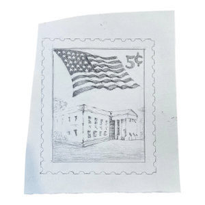 1982 “5c Stamp” Pencil Drawing on Paper -