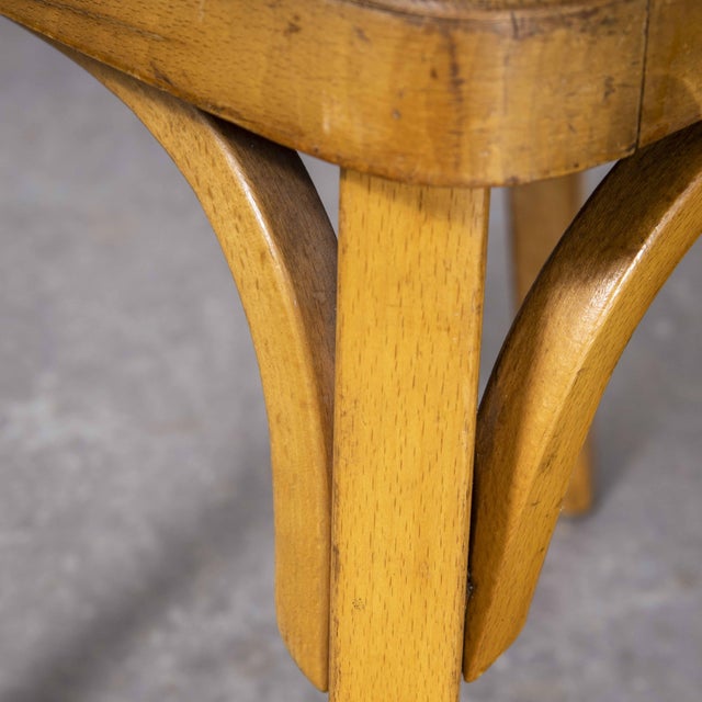 French Honey Beech Bentwood Dining Chairs from Baumann, 1950s, Set of 4 For Sale - Image 3 of 17