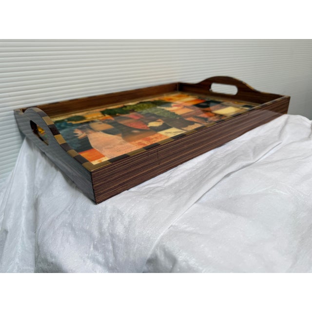 Arts & Crafts Annie Modica Wine + Cheese Lacquered Tray, Signed For Sale - Image 3 of 12