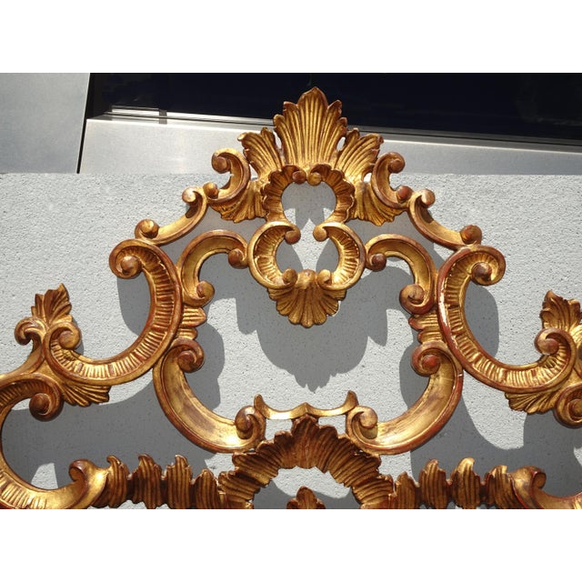 Vintage Italian Rococo Ornate Gold Gilt King Headboard ~ Hollywood Regency For Sale - Image 4 of 14