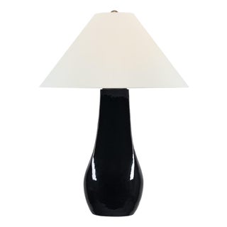 Chapman & Myers by Visual Comfort Signature Cabazon 30" Table Lamp in Raven Black with Linen Shade For Sale