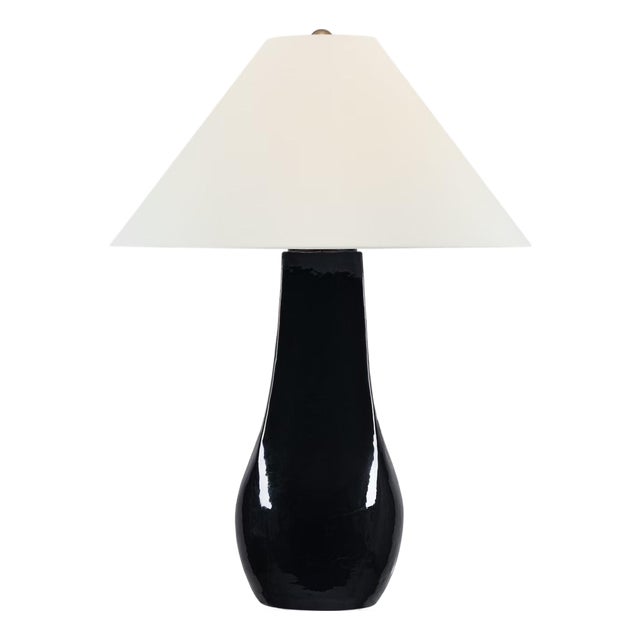 Chapman & Myers by Visual Comfort Signature Cabazon 30" Table Lamp in Raven Black with Linen Shade For Sale