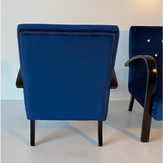 Blue Set of Italian Art Deco Blue Armchairs, 1930s For Sale - Image 8 of 10