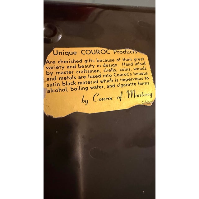 Vintage MCM Couroc of Monterey Sailing Ship w/inlaid coins Bar Serving Tray black resin tray with a sailing ship motif...