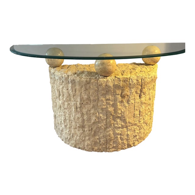 1980s Tessellated Mactan Stone Console Table – Maitland-Smith Style For Sale