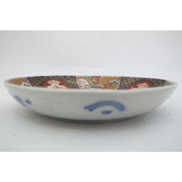 Japanese Imari Porcelain Peach Medallion Heron Flower Plate or Shallow Bowl Set For Sale - Image 9 of 11