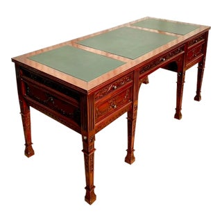 Vintage Regency Hand Carved Executive Desk For Sale