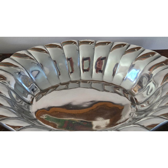 Vintage Mexican Polished Aluminum Scallop Shell Bowl, Attributed to Old Town Imports For Sale - Image 9 of 14
