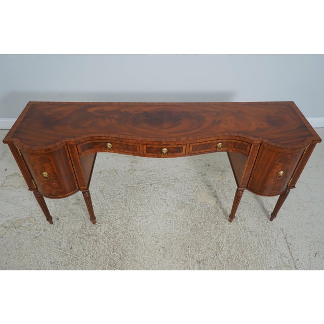 Wood 1990s Maitland Smith Sheraton Style Kneehole Design Mahogany Sideboard For Sale - Image 7 of 18