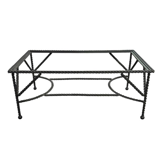 Paul Ferrante Wrought Iron Ottoman With Curly Wool Upholstery For Sale - Image 12 of 12