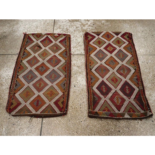 Antique Turkish Flatweave Kilim Pair of Pillowcases For Sale - Image 16 of 16