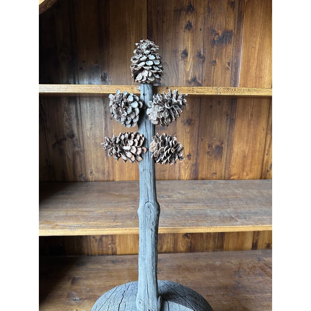 Large 67" Hand-Carved Wooden Cello Sculpture With Pinecone Tuning Pegs – Folk Art For Sale - Image 9 of 16
