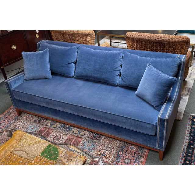 Navy Blue Nathan Anthony Bespoke Slope Arm Sofa, Navy For Sale - Image 8 of 14