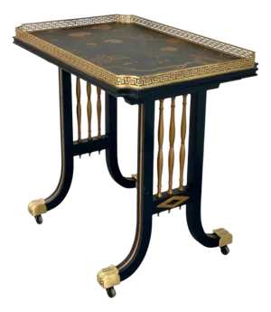 Regency Style Black Gold Japonisme Lacquer Center Table After Gillows Lancaster.