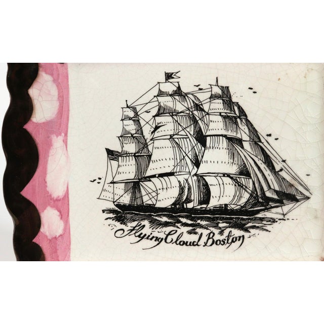 1980s 1980s Decorative Luster Maritime Pottery Plaque Titles Flying Cloud Boston For Sale - Image 5 of 6