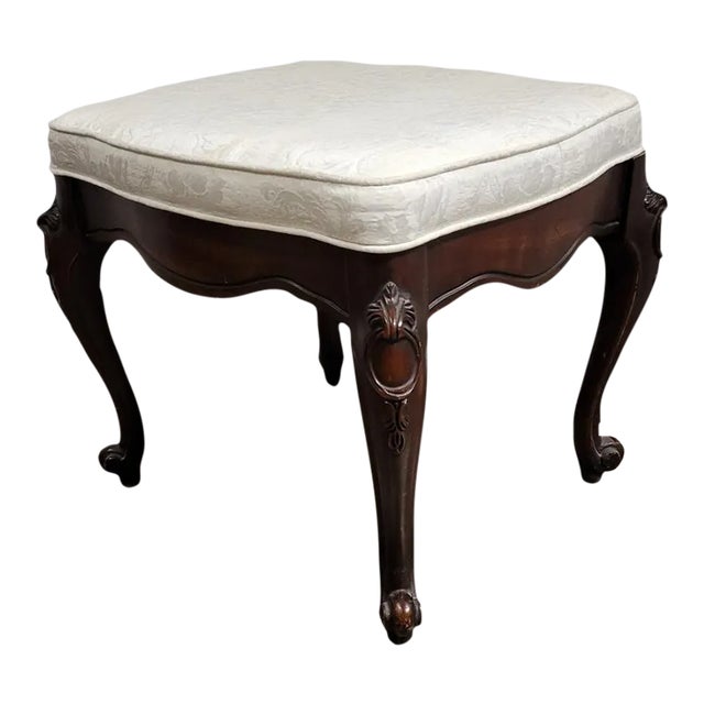 Mid-Century American Carved Mahogany Footstool by Sanford Furniture For Sale