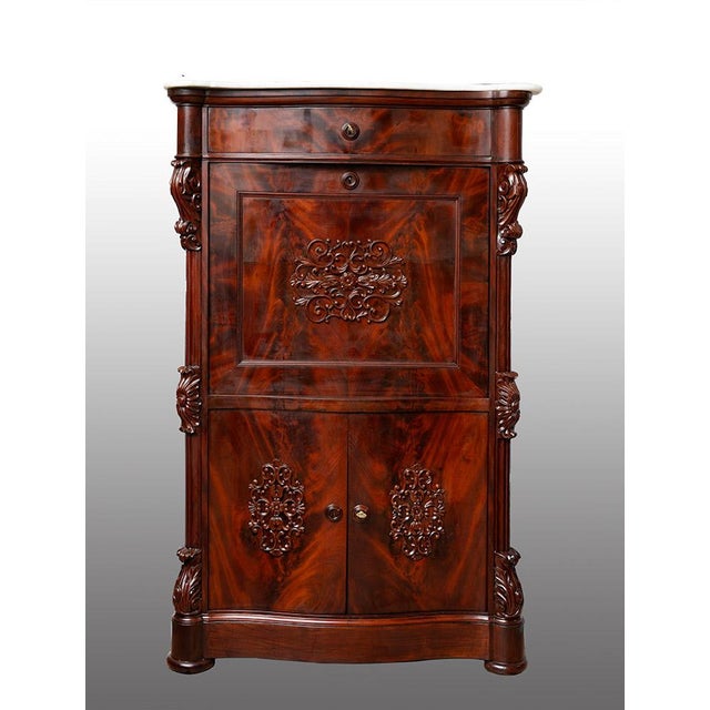 Antique 19th Century Louis Philippe Neapolitan Mahogany Secretary Desk For Sale - Image 11 of 11