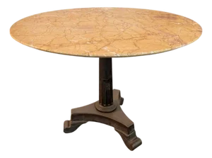 1930s Art Deco Blush Pink Marble Pedestal Bistro Dining Table