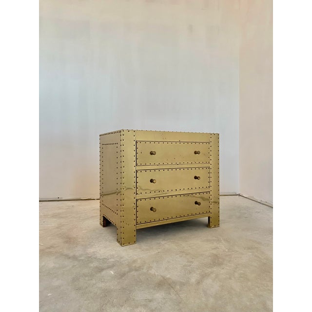 Sarreid Ltd. 1980s Sarreid Style Brass Clad 3 Drawer Chest For Sale - Image 4 of 16