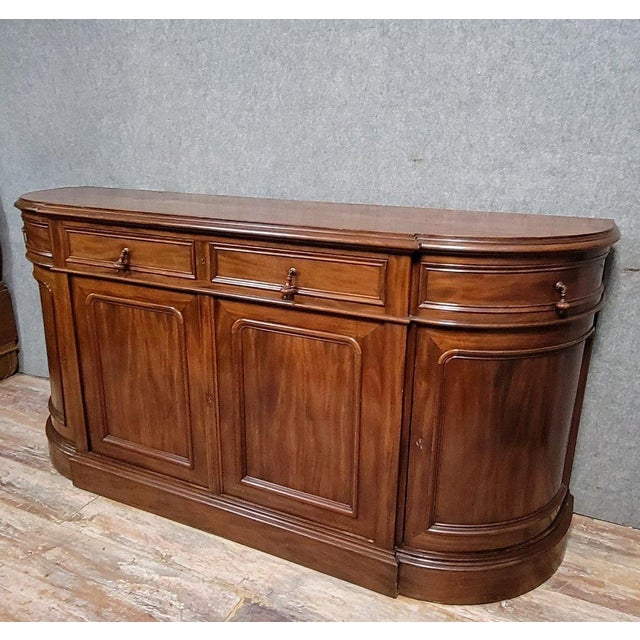 Napoleon III Half-Moon Shaped Buffet in Cuban Mahogany For Sale - Image 3 of 7