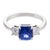 Contemporary Vintage 1.80 Carat Sapphire Diamond 18k White Gold Ring, Size 6.25 For Sale - Image 3 of 6