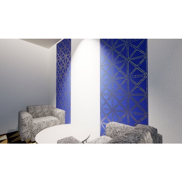 Not Yet Made - Made To Order New Handmade Wallpaper With Metallic Geometric Pattern on Paper-Textile Runo For Sale - Image 5 of 7