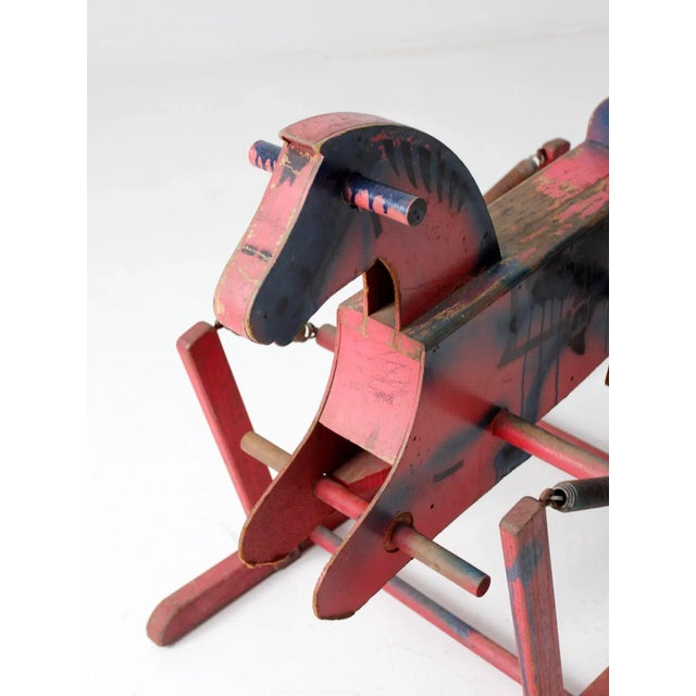 Pink Vintage Spring Rocking Horse Toy For Sale - Image 8 of 10