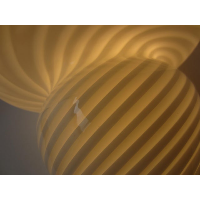Pair of table lamps made of artfully crafted Murano glass in elegant white, Lattimo, masterful handwork from Venice in...