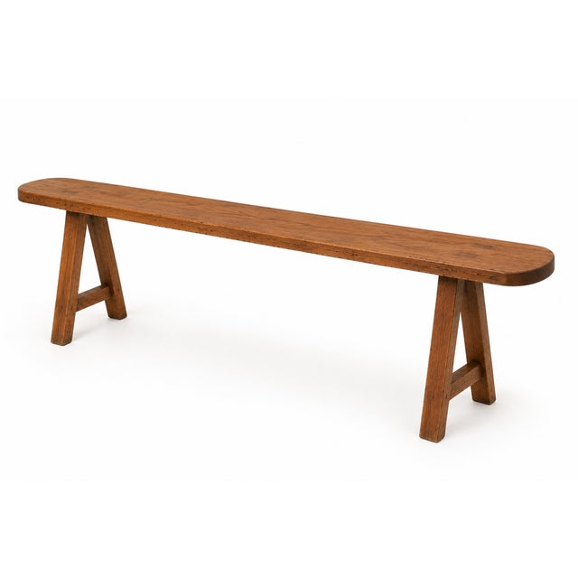 Antique French Cherry Wood Bench, 1800s For Sale - Image 6 of 6