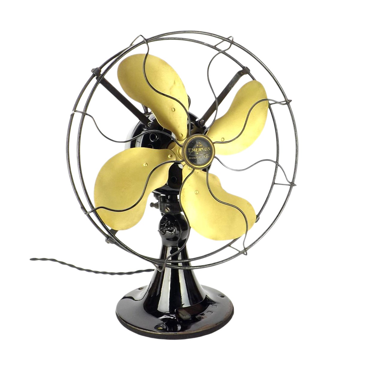 1929 Emerson Type 29646 Brass Bladed Oscillating Desk Fan Chairish